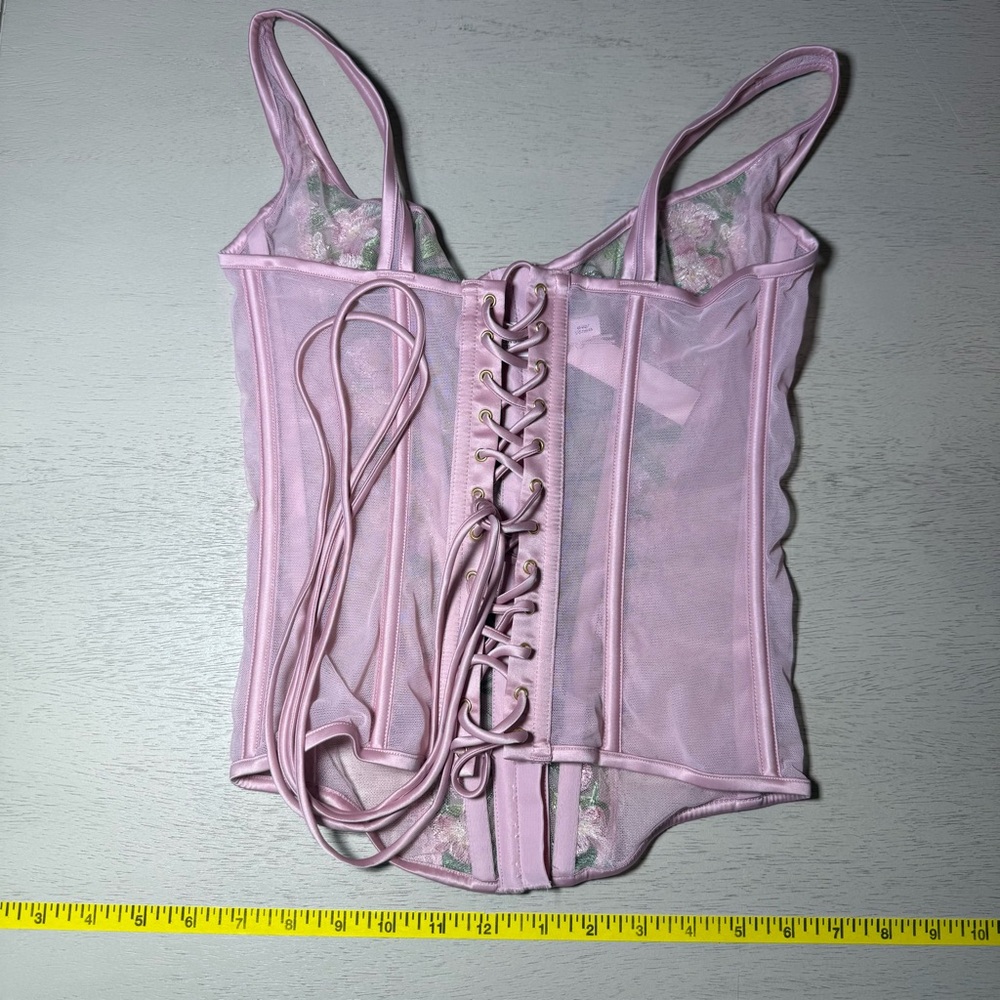 NWT Victoria's Secret Pink Lily Embroidered Corset G String 2 piece Set, Med DD - Picture 5 of 16